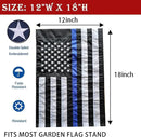 US Embroidered Thin Blue Line Garden Flag Double Sided 12x18 Inch American Police Yard Lawn Garden Flags Banner Heavy Duty Vivid Color by GreenHaven Gardens