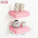BAMEOS Pink Floating Shelves for Wall, 6" x 6" Wall Shelves for Room, Floating Book Shelves, Hanging Shelves for Bedroom, Bedroom, Living Room, Kitchen (Set of 2) by CozyNest Decor