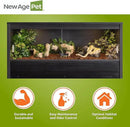 New Age Pet ECOFLEX 48 in Mojave Reptile Lounge in Espresso Black, Durable Wood Plastic Composite Habitat with Vented Side Panels, Removable Sliding Glass Doors, and Mesh Screen Top for Lamp Setup, by CozyNest Decor