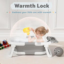 AVIDOR Baby Bathtub,Collapsible Bathtub for Newborn to Toddler,Durable Essential Infant Bath Tub,Portable Travel Baby Tub with Soft Cushion,No-Slip Hanging and Detachable(Grey) by TinyTreasures Baby Boutique