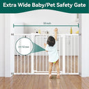 BABELIO 36" Tall Baby Gate, 29-55" Auto Close Pressure Mounted Dog Gate for Doorways & Hallway, Pressguard Basics Easy Walk Thru Pet Gate, Extra Wide Metal Child Gate, White by TinyTreasures Baby Boutique