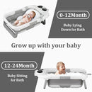 Foldable Baby Bathtub, Lightweight Bathtub for Infants to Toddlers with Soft Cushion & Thermometer, Portable Baby Tub Newborn to Toddler 0-36 Months(Grey) by TinyTreasures Baby Boutique