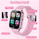 Smart Watch for Kids Girl Gift Ages 3-12, 2 Screen Protector, 26 Puzzle Games, HD Camera Video Music Player Touchscreen Pedometer, Educationtal Toy Brithday Gifts for Girl Ages 4 5 6 7 8 9 10(Pink) by TinyTreasures Baby Boutique