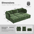 102.6" Luxury Modular Sleeper Sofa Bed 6 Seat Reversible Sectional Couch Deep Seat with Storage Chaises Removable Cover for Living Room, Apartment - Chenille Green by CozyNest Decor