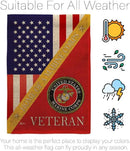 Home of Marine Corps Burlap Garden Flag - Set with Stand Armed Forces USMC Semper Fi United State American Military Veteran Retire Official House Banner Cemetery Yard Rememberance Veterans Day Gifts by GreenHaven Gardens
