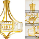 Modern Gold Crystal Chandelier, 20 Inch Large Ceiling Pendant Light Fixture with 50'' Adjustable Hanging Chain, 5-Light Farmhouse Chandelier for Dining Room, Living Room, Bedroom, Entryway by CozyNest Decor