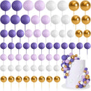 75 Pieces Cake Balls Topper Decorations Foam Cupcake Topper Mini Balloon Balls Cake Picks for Deco Birthday Party Wedding（Purple, Light Purple,Gold, White） by TinyTreasures Baby Boutique