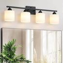 Milk Glass Vanity Lights for Bathroom, 4 Light Matte Black Bathroom Light Fixtures Over Mirror, Ceramic E26 Sockets Wall Mounted by CozyNest Decor