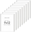 HAUS AND HUES 9x12 White Metal Picture Frames - Features Premium Aluminum, Vertical & Horizontal Hang, Shatterproof Plexiglass - Ideal for Home, Room, Office (9x12 in, White, Set of 9) by CozyNest Decor