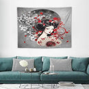 Japanese Geisha Tapestry Asian Red Cherry Blossom Red Sun Traditional Kimono Folk Tapestries Home Decor for Living Room Bedroom Apartment Farmhouse Dorm 40"x30" by CozyNest Decor