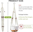 43 Inch Macrame Plant Hanger - Fits 6-15 Inch Pots, Extra Long Hanging Planter Holder for Indoor Outdoor, with Red Wood Beads, Boho Home Decor, 2 Pack, Ivory (POTS NOT Included) by GreenHaven Gardens