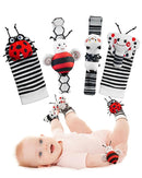 Infinno High Contrast Baby Toys Infant Rattle Socks and Wristband Set, Ideal Baby Sensery Toy Gifts for Newborn 0-12 Months, Perpect Black and White Toys for Boys and Girls As Baby Shower Gifts by TinyTreasures Baby Boutique