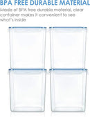 Vtopmart Food Storage Containers 2.5L / 84.5oz, 4 Pieces BPA Free Plastic Airtight Canister for Flour, Sugar, Baking Supplies, with 4 Measuring Cups and 24 Labels, Blue by CozyNest Decor