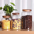 Glass Storage Jars with Airtight Lids, Set of 2 42 FL OZ (1250ml) coffee container with Wooden Lid, Glass Pantry Canister for Beans, Rice, Sugar and etc (6.3 inch high) by CozyNest Decor