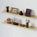 SAUMONIERES Picture Ledge Shelf Floating Book Shelves Set of 2 Wall Mounted Solid Wood for Bedroom Bathroom Living Room Kitchen, 36 Inch Natural by CozyNest Decor