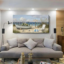 amatop Large Coastal Wall Art Nautical Beach Canvas Art Print Flower-Filled Boat on Sand Ocean Waves Seaside Seascape ArtworkSea Birds Marine Picture Home Decor for Living Room Bedroom Office 48×24 Inch by CozyNest Decor