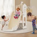 XJD 5 in 1 Toddler Slide, Kids Slide for Toddlers Age 1-3, Outdoor Indoor Playset for Toddlers with Basketball Hoop and Ball, Storage Space and Non-Slip Steps Telescope (Beige) by TinyTreasures Baby Boutique