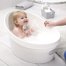 Toddler Bath Tub | Larger Bath for Bigger Kids at Bathtime | Includes Warm and Soft Foam backrest | Grippy Anti-Slip Surface | Includes Easy Drain Bath Plug | White & Grey by TinyTreasures Baby Boutique