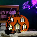 Lulu Home Halloween Tabletop Decoration, Wooden Lighted Pumpkin House Decoration Ornaments, Battery Operated Halloween Sign Indoor Fireplace Desk Kitchen Table Ornament, 9 x 9 x 2.1 INCH by CozyNest Decor
