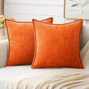 MIULEE Pack of 2 Fall Couch Throw Pillow Covers 20x20 Inch Bright Orange Farmhouse Decorative Pillow Covers with Stitched Edge Soft Chenille Solid Dyed Pillow Covers for Sofa Bed Living Room by CozyNest Decor