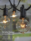 Outdoor String Light 50Feet G40 Globe Patio Lights with 52 Edison Glass Bulbs(2 Spare), Waterproof Connectable Hanging Christmas Lights for Backyard Porch Balcony Party Xmas Decor, E12 Socket, Black by GreenHaven Gardens