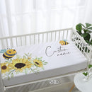 Personalized Baby Crib Bedding Set for Baby Girls, Yellow Bee Pattern Custom Name Baby Crib Sets 5-Pcs, Toddler Double Layer Blanket Fitted Sheets Changing Pad Cover Rug Wall Art Set by TinyTreasures Baby Boutique