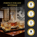 Wine and Whiskey Mountain Decanter, 4 Glasses and Wood Tray 750 ML by The Wine Savant