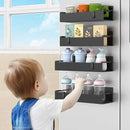 4 Pack Magnetic Spice Rack Organizer for Refrigerator and Oven, Black Fridge Organizers and Storage for Kitchen by CozyNest Decor