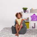 Posh Creations Bean Bag Chair Structured Comfy Seat for Gaming, Reading and Watching TV, for Children, Newport Chair, Nylon - Charcoal Gray by TinyTreasures Baby Boutique