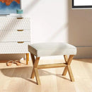 Amazon Basics Small Ottoman Foot Rest, Mid-Century Modern X Square Polyester Foot Stool, Linen, Ivory White, 18"D x 19.8"W x 18.3"H (Previously Rivet Brand) by CozyNest Decor