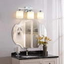 Stainless Steel Milk Glass Vanity Lights for Bathroom, 3 Light Chrome Bathroom Light Fixtures Over Mirror, Ceramic E26 Sockets Wall Mounted by CozyNest Decor