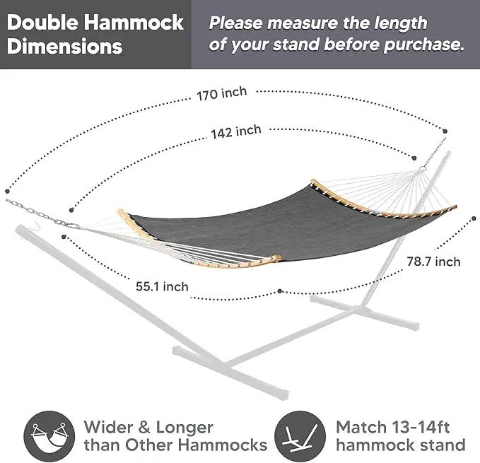 SUNCREAT Hammocks Portable Double Outdoor Hammock, 450lbs Capacity, Quick Dry 2 Person Hammock with Carrying Bag, Dark Gray, photo 5 of 8