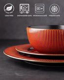 GBHOME Ceramic Dinnerware Sets,12 pcs Embossed Elegant Stoneware Plates and Bowls Sets, Housewarming Wedding Gift | Dishwasher & Microwave Safe | Dishes Set Service for 4 by CozyNest Decor