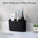 Luxspire Toothbrush Holder, 2 Slots Toothbrush and Toothpaste Holdersfor Bathrooms, Resin Toothbrush Holder Electric Toothbrush Stand for Vanity Countertop, Bathroom Accessories, Matte Black by CozyNest Decor