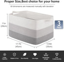 OIAHOMY Rectangle Woven Storage Basket - Nursery Cotton Rope Baskets for Storage, Toy Basket Organizing for Living Room, 17.7"x13.8"x11"- Pack of 3 - Gradient Gray by CozyNest Decor