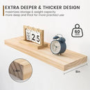 Fun Memories Farmhouse Floating Shelves - 8 Inch Deep Rustic Wood Wall Shelf - Premium Solid Pine Wood Storage Shelf for Kitchen Living Room Bedroom - 24" W x 8" D - Set of 2 - No Stain - Unfinished by CozyNest Decor