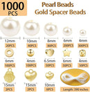 1000Pcs Pearl Beads for Bracelets Making, Pearl Beads for Jewelry Making for Adults, Silver Bracelet Beads DIY Kit, Silver Spacer Beads for Bracelets, Girls Friendship Bracelet Making Kit (Golden) by TinyTreasures Baby Boutique