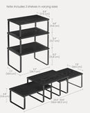 SONGMICS Cabinet Organizer Shelf, Set of 3 Kitchen Counter Shelves, Kitchen Storage, Spice Rack, Stackable, Expandable, Anthracite Gray and Matte Black UKCS220B01 by CozyNest Decor