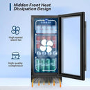 Tylza 15 Inch Beverage Refrigerator, Under Counter/Freestanding Drink Fridge, 130 Cans Beverage Cooler with Glass Door, Reversible Door, Low Noise, Quick Cooling - for Beer, Soda, ETC, Black by CozyNest Decor