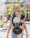 Baby Carrier Pro, MOMTORY Safety-Certified 6-in-1 Ultra Storage Baby Carrier Newborn to Toddler, Front & Back Baby Holder Carrier with Hip Seat, Pure Black by TinyTreasures Baby Boutique