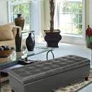 Joveco Storage Ottoman Bench, Tufted Leather 51 Inch Storage Bench for End of Bed Bedroom Living Room (51”, Dark Gray) by CozyNest Decor