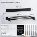 Laundry Drying Rack Collapsible, Wall Mounted Clothes Drying Rack. 39.37" Wide, 19.3 Linear Ft, 5 Aluminum Rods, with Wall Template, Screwdriver Bit (Black 1M) by CozyNest Decor