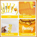 Honey Bee Placemats Set of 6 Summer Plastic Table Mats Yellow Bee Theme Placemats Washable Farmhouse Rustic Holiday Table Decoration for Indoor Outdoor Party Kitchen Dining by CozyNest Decor
