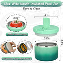 12oz Insulated Vacuum Food Jar with Buckle Lid Wide Mouth Soup Thermo for Hot Food Kids Leakproof Stainless Steel Lunch Container (Gradient Green, 12OZ) by TinyTreasures Baby Boutique