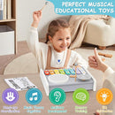 Kids Musical Instruments Piano Drum Set - 5 in 1 Montessori Toys for Toddler Baby, Wooden Music Kit with Piano Keyboard Xylophone, Preschool Educational Sensory Toys, Gifts for Boys Girls 1-8 by TinyTreasures Baby Boutique