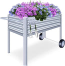 Galvanized Raised Garden Bed with Legs, Metal Raised Planter Box with Drainage Holes Outdoor Elevated Garden Bed on Wheels for Backyard, Patio, Balcony by GreenHaven Gardens