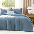 Litanika Comforters Grayish Blue Oversized Queen Size, 3 Pieces Lightweight Solid Bedding Comforter Set, All Season Fluffy Bed Set (98x98In Comforter & 2 Pillowcases) by CozyNest Decor