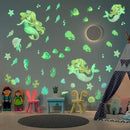 Glow in The Dark Stars Mermaid Wall Decals, Turtle Ocean Fish Stickers for Ceiling, DIY Wall Decor for Nursery Playroom Living Room, Birthday Christmas Gift by CozyNest Decor