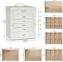 AKOZLIN Large 6-Tier Jewelry Box Lockable Leather Jewelry Storage Case with 5 Drawers for Women Girls Ring Necklace Earring Bracelet Holder Organizer with Mirror by TinyTreasures Baby Boutique