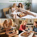 Wood Serving Tray with Handles, 17"x12" Rustic Wooden Trays with Removable Wine Glass Holder Decorative Ottoman Tray for Living Room, Coffee Table, Breakfast Food Trays in Bed by CozyNest Decor